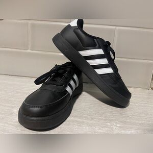 Adidas Men's Black Sneakers with White Stripes
